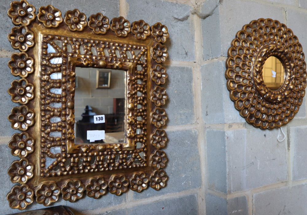 Two Continental giltwood wall mirrors, larger 48 x 54cm